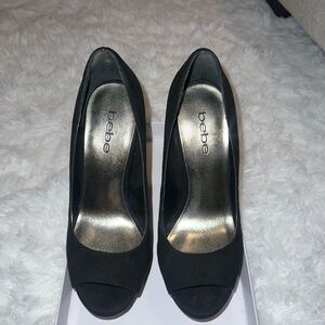 Bebe Black Peep Toe Heels